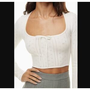 Sunday Best Aritzia Butterfly Sweater Blouse white Square neck sz S